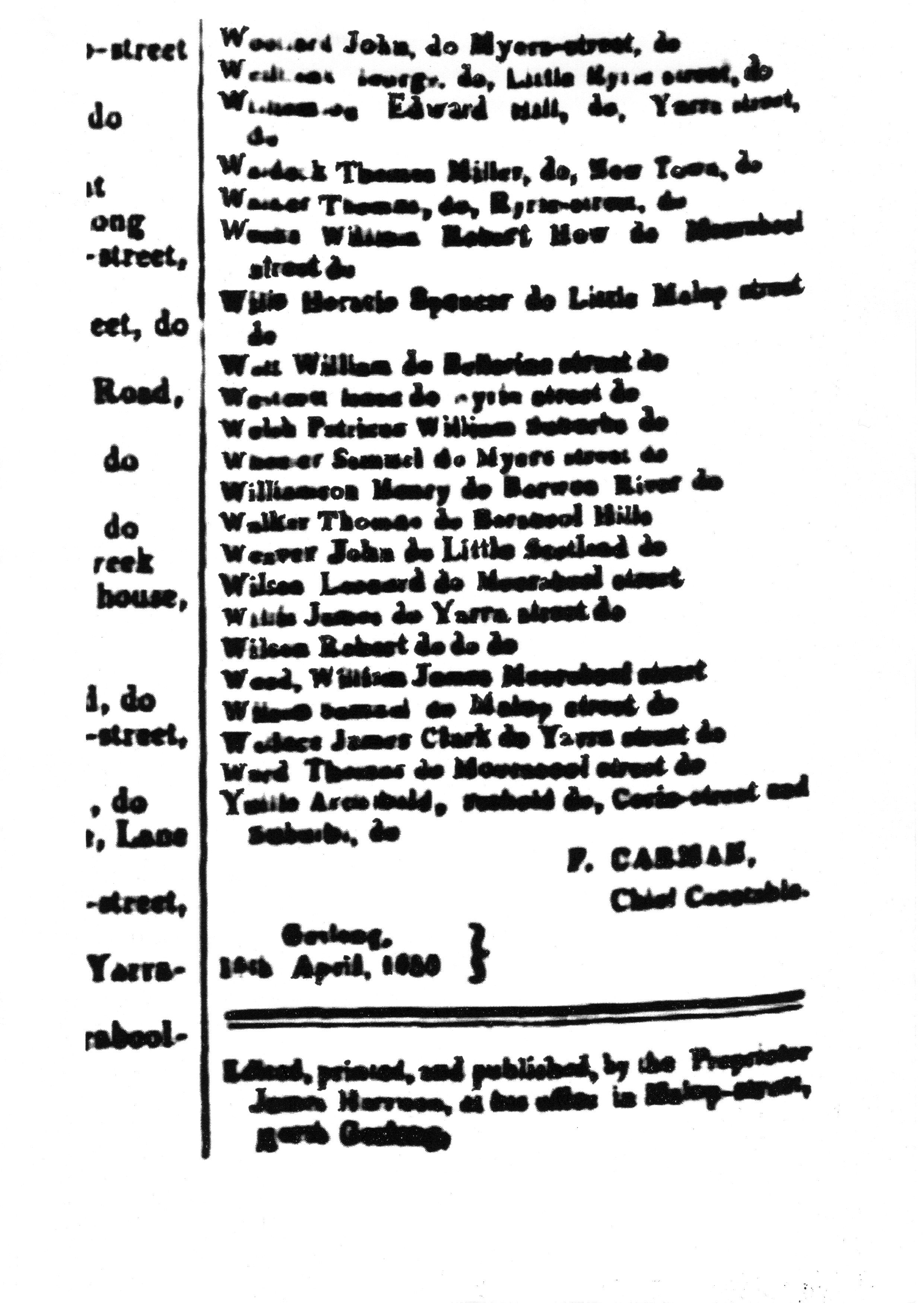 [1850 Electoral Roll of Geelong]